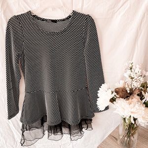 Black and White Polka Dot Blouse size Large
